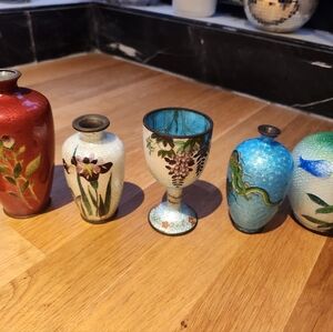 ANTIQUE Cloisonne mini vases